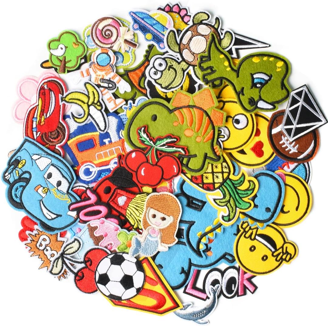 70PCS Iron on Embroiderd Patches, Random Assorted Style Decorative Patches for Clothing, Pants, Backpacks, Hats, Jeans, DIY Accessories.