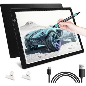 A4 LED Light Pad Tracing, Light Board for Diamond Painting, Ultra-Thin Copy Light Box, USB Powered with Adjustable Brightness Art Tracing Box for Drawing, Sketching