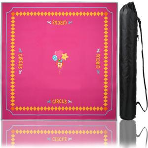 Circus Mahjong Mat with - 31.5x31.5 Inch Hand-Painted Style Rubber Mat, Diatom Mud Waterproof Surface, Anti-Slip Foldable Original Design-Themed Game Nights