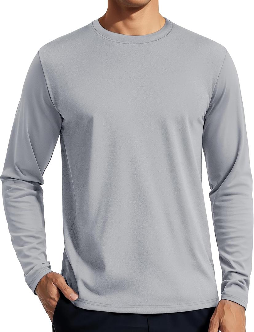TACVASEN Men's Long Sleeve UPF 80+ Shirts Sun Protection UV SPF Shirts Rash Guard Fishing Running Quick Dry Lightweight (M)
