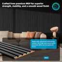 Art3d 6-Piece Wood Slat Panels for Stylish Interior Decor and Ceiling Decoration, MDF 3D Textured Panel for Ceiling and Wall,Size 94.6 x 7.4 in-Matte Black