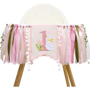 One Funny Goose High Chair Banner for Girls - Goose 1st Birthday Decorations for Girls, Pink GooseFirst Birthday Garland, Pink One Highchair Banner, Cake Smash Props