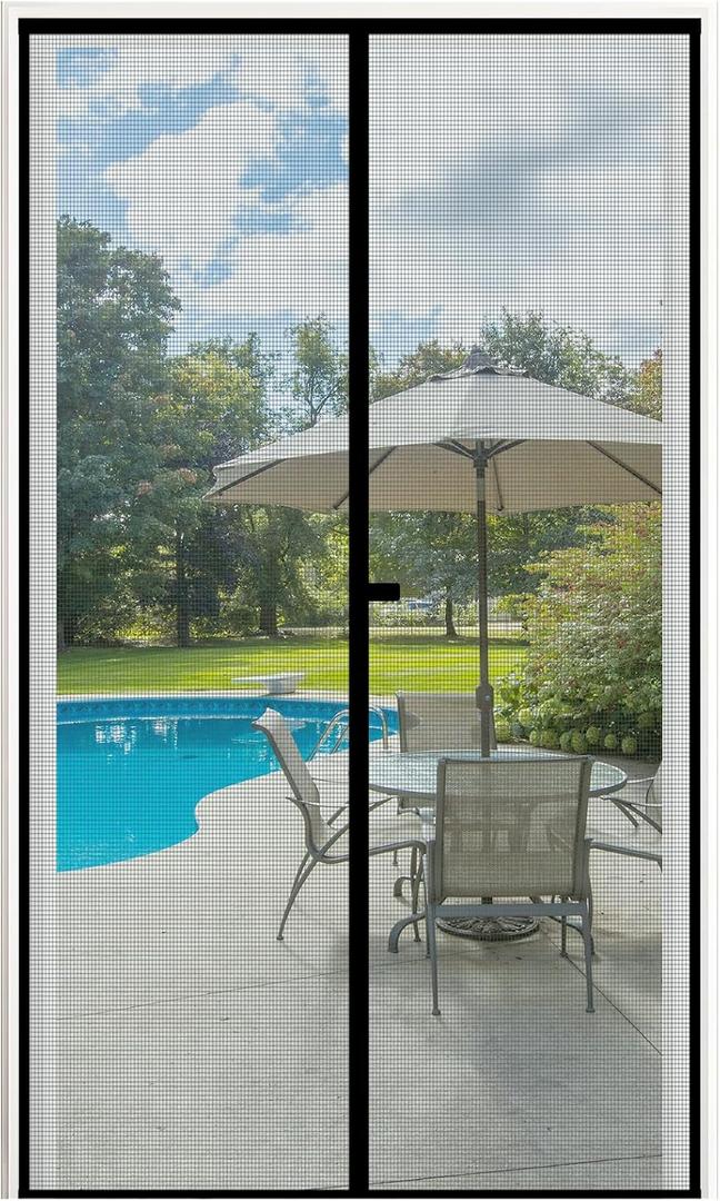 Magnetic Screen Door Fit Door Size 28 x 78, Self Sealing Door Screen Magnetic Closure, Reinforced Small Screen Door Mesh with Windproof Hasp Desgin for Patio Front Door, Keep Bugs Out, Gray