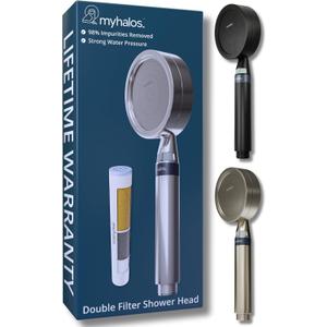 MyHalos Handheld Filtered Shower Head with Handheld Handle - High Pressure Shower Heads With Filter To Reduce Chlorine & Soften Water - Easy to Install Detachable Filtered Shower Head For Hard Water