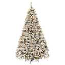 9 ft. Pre-Lit LED Flocked Snow Hinged Pine Artificial Christmas Tree with 550 White Lights