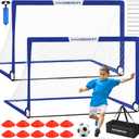 VAVOSPORT Soccer Goal, 2 of 6'x4' Kids Soccer Goals for Backyard Set, Portable Pop Up Soccer Net, Practice Soccer Training Equipment with Ball, Cones for Toddler,Youth Sports Outdoor Games Yard Play