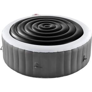 Tlswshsy 5.4 Ft Inflatable Hot Tub Cover- Energy Saving lid for Round Hot Tub- Foldable Protective Rain Overflow Cover for Outdoor Inflatable Hot Tubs (Black)