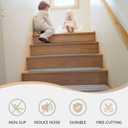 Non Slip Stair Treads for Wooden Steps, Stair Runners Indoor, 15 PCS 8" x 30" Natural Linen Carpet Stair Treads, Self-Adhesive Washable Backing for Kids Elders and Pets, Gray