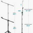 InnoGear Microphone Stand, Tripod Boom Arm Floor Mic Stand Height Adjustable Heavy Duty with Carrying Bag 2 Mic Clips 3/8" to 5/8" Adapter for Singing Podcast for Blue Yeti Shure SM58 SM48 Samson Q2U