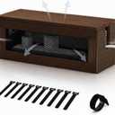 Chunful 13 Inch Cable Management Box, Wood Cord Hider Organizer with Magnetic Lid & Organizer for Power Strip, TV Wires & Desk Cable Storage, Ventilation Hide Floor Cables