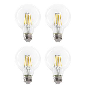 LED 4.5W G25 Clear Globe Filament Light Bulb, 40W Equivalent, 470 Lumens, 2700K Soft White, E26 Medium Base, Dimmable, 120V, Energy Star, (4 Pack)