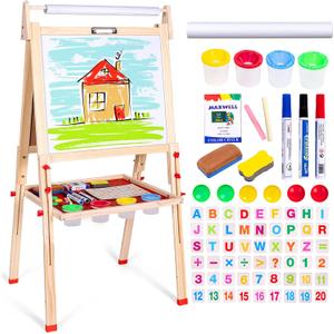 Ragstone Kids Easel Child Easel with Paper roll Double Sized Blackboard Chalkboard