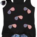 4th of July Tank Tops for Women Patriotic American Flag Racerback Sleeveless Shirts Independence Day Vest Tee (Medium)