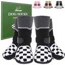 EXPAWLORER Dog Socks to Prevent Licking Paws with Grippers for Hardwood Floors Anti Slip, Reflective Dog Cold Winter Shoes Booties Boots & Paw Protectors with for Small Medium Large Senior Dogs XS (Brown)