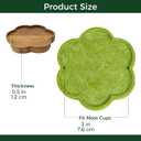 8-Piece Acacia Wood & Absorbent Felt Coaster Set with Stand, Decorative Flower Design - 4" Minimalist Drink Holders for Cold & Hot Drinks, Rustic Modern Decor for Bar & Office - Natural