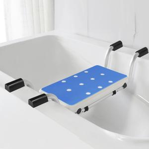 Bathtub Safety Seat for Seniors-Heavy Duty Aluminum Bench with Non-Slip Pads&Blue EVA Cushion,2-Width Adjustable Bath Seat Board, Anti-Scratch Design,Easy Tool-Free Installation