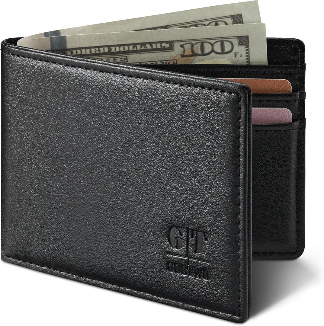 Gostwo Mens Wallet RFID Blocking Slim Minimalist Bifold Wallet with ID Window & Business Card Holder, Thin Front Pocket Design, Stylish Wallet for Men, Teen, Boyfriend, Husband