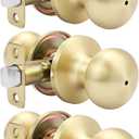 goldenwarm Gold Interior Door Knobs, Bedroom Door Knob, Door Knobs Interior Bulk, Brushed Gold Privacy Door Knob for Bedroom or Bathroom(3 Pack)