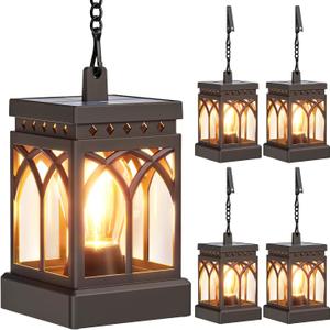 KOOPER 4 Pack Solar Lanterns Outdoor Waterproof, Brighter Hanging Solar Lantern Lights for Outside, Auto ON/Off Lanterns Decorative Outdoor for Garden Table Yard Path Tree Patio Lawn Decor, Gifts