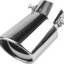 Stainless Steel Car Exhaust Tip, 2.5" to 3.3" Universal Car Exhaust Pipe Modification Tail Throat Tail Pipe, Steel Exhaust Tips Chrome-Plated Finish Tailpipe (Silver/B Style)