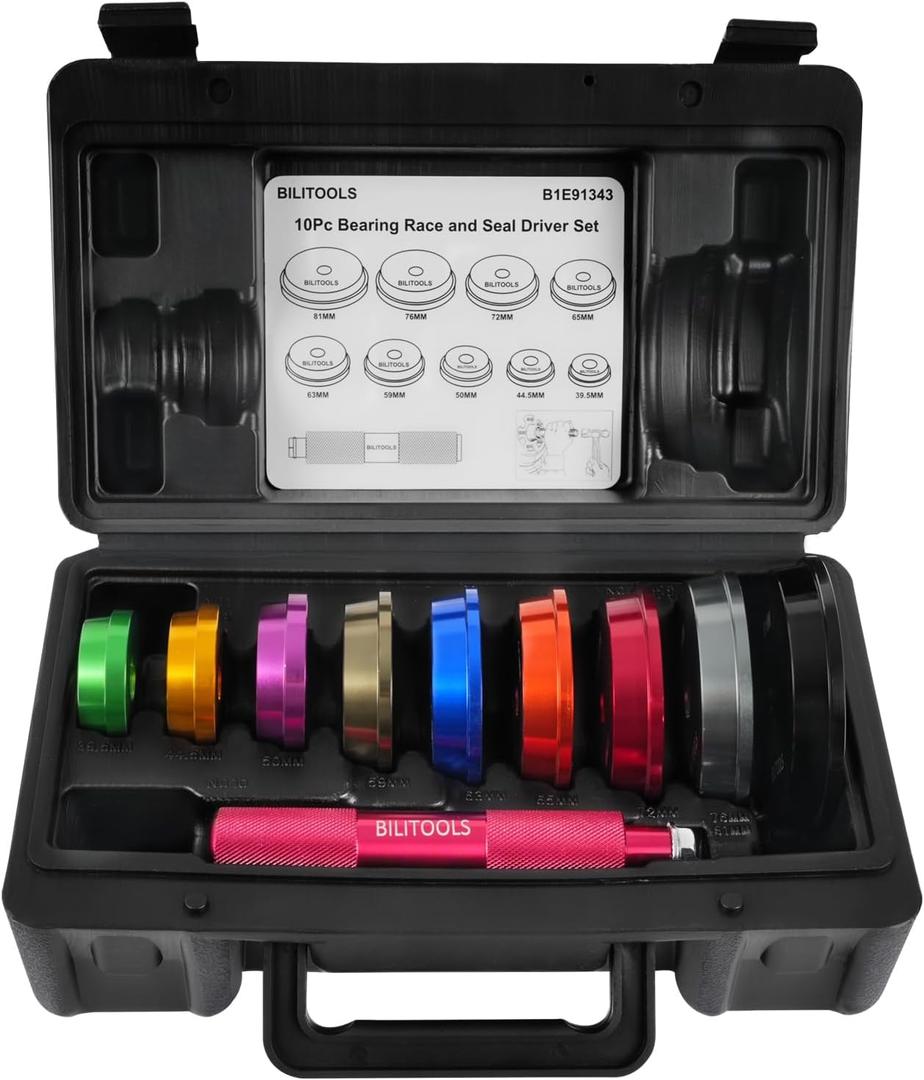 BILITOOLS Bearing Press Kit, 10 Piece Bearing Race and Seal Driver Set, Seal Driver Installer Set for Bearing Installation