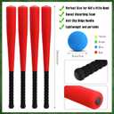 Wettarn 4 Pcs Foam Baseball Bat 24 Inches Foam Bat with Safe Soft Baseballs T Ball Set for Outdoor Indoor Sport Game Beginners Practice Playing Training(Red)