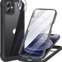 Miracase Compatible with iPhone 13 case 6.1 inch, 2021 Upgrade FullBody Glass Clear Case Bumper Case with Builtin 9H Tempered Glass Screen Protector for iPhone 13,Black