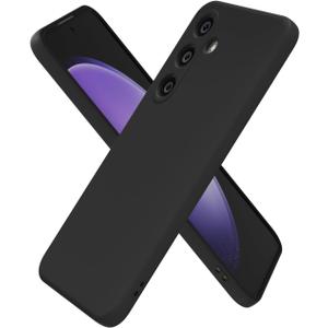 oakxco for Samsung Galaxy S23 Fe Case Silicone, Ultra Slim Thin Phone Case for Women Girls, Plain Solid Color Minimalist Aesthetic Cute Girly Design, Soft Rubber Gel TPU with Camera Cover, Black