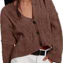 Yousify Womens Cable Knit Cardigans Fall Oversized Long Sleeve Button Open Front Casual Sweater Coats, XXL