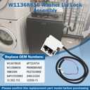 W11368616 Washer Lid Lock Assembly W11670519 AP7214714 Fit for Whirlpool Maytag, Washing Machine Door Latch Replaces PD00085482 4981394