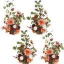 Ling's Moment 17.5" Tall Standing Artificial Flowers Arrangements 4pcs Fall Wedding Aisle Runner Chair Decorations Sunset Terracotta Centerpieces Ceremony Reception Rose Floral Party Outdoor