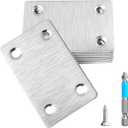 12 Pcs Mending Plate, 2.37 x 1.5 inch Stainless Steel Flat Plates with Holes, Straight Metal Mounting Braces Brackets Kit for Furniture, Wood Joint Connector (Silver, 2.36 inch)
