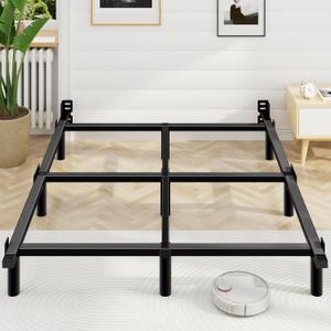 Queen Bed Frame, 7 Inch Basics Metal Bed Frame, Heavy Duty 9-Leg Base for Box Spring and Mattress, Noise-Free, Easy Assembly, Black