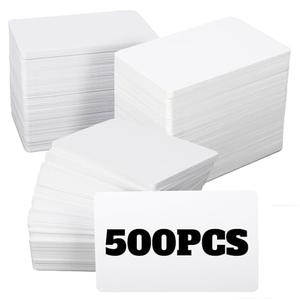 500 Pack Blank PVC ID Cards CR80 30 Mil White Plastic Card for Photo ID Badge Printers Personal Use Direct Printing Compatible for Customized Designs