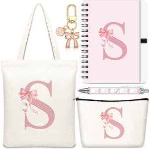 Talltalk 5 Pcs Personalized Women Gifts,Initial Tote Bag,Personalized Tote Bags,Graduation Gifts for Women