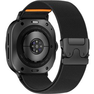 Elastic Band Compatible with Samsung Galaxy Watch Ultra 47mm/Ultra 2 (2024/2025) Bands, Soft Stretchy Nylon Sport Adjustable Strap for Samsung Ultra Watch Band Men - Upgrade Parachute-style Buckle for Men (Black)