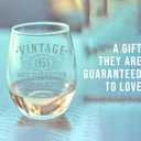 Vintage 1955 Etched 17oz Stemless Wine Glass  Happy 70th Birthday Gifts for Women Men, Cheers to Turning 70 Year Old Decorations Decor, 70th Bday Party Favors Supplies, Best Gift Ideas Her Woman 1.0