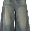 Verdusa Men's Vintage Baggy Jeans Wide Leg Denim Pants with Pockets Dark Blue Small