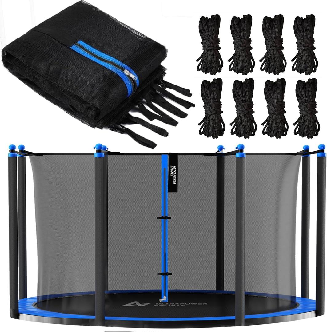 Trampoline Net Replacement 12 FT Trampoline Safety Net for Round Frame Trampoline Enclosure Net for 6 8 Straight Poles Trampoline Weather Resistant UV Resistant (Net Only Poles Not Included)