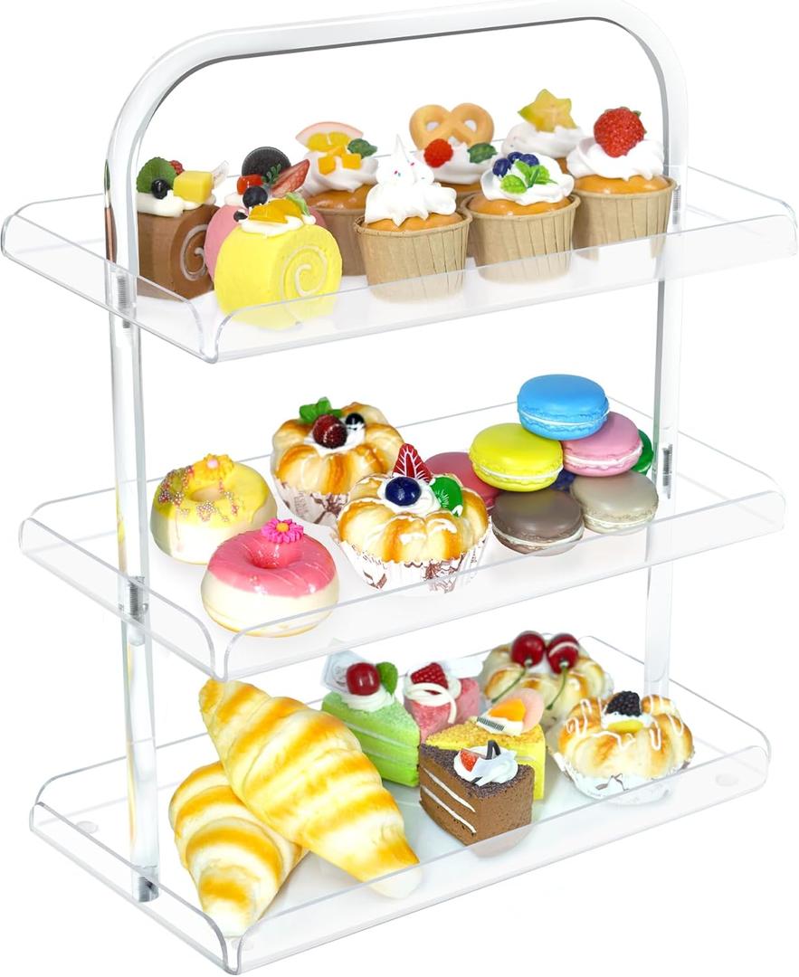3 Pack Dessert Table Display Set, Clear Acrylic Cupcake Stand Holder for Cupcakes Dessert Pastry Food Treat, 3 Tier Serving Tray Catering Supplies Buffet Display for Birthday Weddings Parties Events