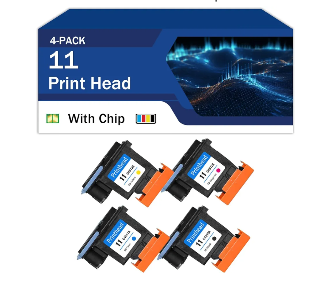 11 C4811A C4812A C4813A C4810APrint Head PrintHead with New Chip Compatible for HP Business Inkjet 1000 1200 2280 2300 2600 DesignJet 20PS 50PS 70 100Plus 110Plus 111 120 120NR 500 4 pcs