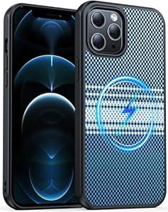 AMILIFECASES Magnetic for iPhone 12 Pro Max Case, Anti-Scratch Carbon Fiber Texture-Compatible with MagSafe - Military Grade Drop Protection - Slim Shockproof Phone Cover 6.7", Camo Blue