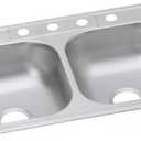 Dayton D233214 Equal Double Bowl Top Mount Stainless Steel Sink, 33 X 21 X 6.5