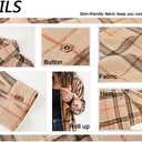 Womens Long Sleeve Plaid Shirts Flannel Collared Button Down Shackets Casual Rolled Up Boyfriend Blouses Top (X-Large, Blue)