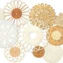 11 Pcs Boho Wall Basket Decor Decorative Bulrush Woven Basket Wall Decor Boho Art Round Farmhouse Hanging Baskets for Kitchen Rustic Home Summer Decorations, Multi Sizes(Novel)