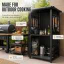 53in Storage Cabinet Station for Solo Stove Yukon/Bonfire/Ranger and more Smokeless Fire Pit Accessories with Waterproof Cover,Adjustable Firewood Storage Racks for Patio Logs and Fire Pit Accessories