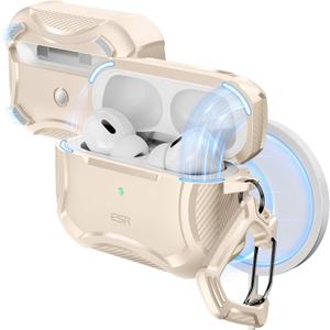 ESR for AirPods Pro 2nd Generation Case, Compatible with Airpods Pro Case 2nd/1st Gen (2023/2022/2019), Compatible with MagSafe, Powerful Drop Protection, Magnetic Lid, Desert Titanium