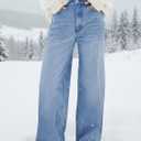 EMMIOL Women's 2026 Wide Leg Jeans Distress Mid Waist Denim Pants Vintage Y2K Trousers (M)