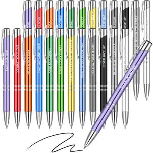 24 Pcs Inspirational Pens Bulk Coated Metal Personalized Motivational Ballpoint Pens with Quote for Back to School Gift Women Desk Encouraging Supplies, 12 Style