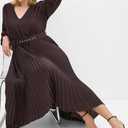City Chic Women's Plus Size Dress - Amara Pleat Midi (Brown) 22 XL